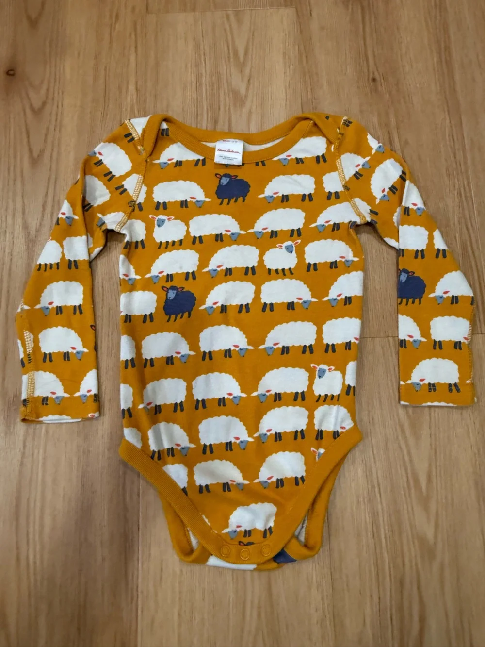 Hanna Andersson Organic Cotton Long-Sleeve One-Piece with Sheep Print